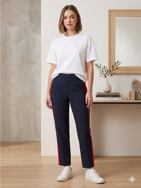 Banana Republic Navy Side Stripe Tuxedo Pants - Women’s Size Small
